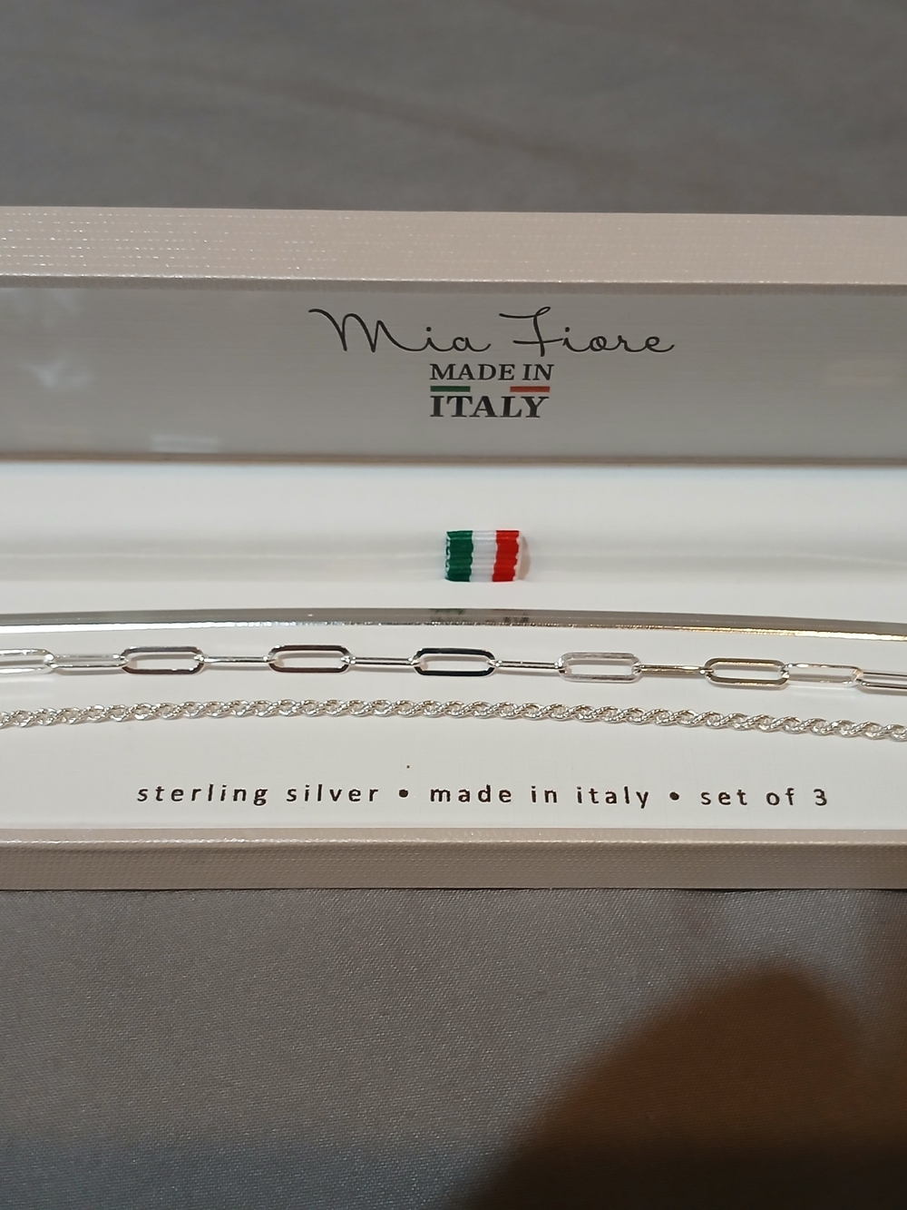 Sterling Silver Chain Bracelet Set - Made in Italy - Picture 2 of 2
